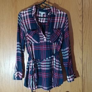 Liz Lange Plaid Maternity Shirt with Tie